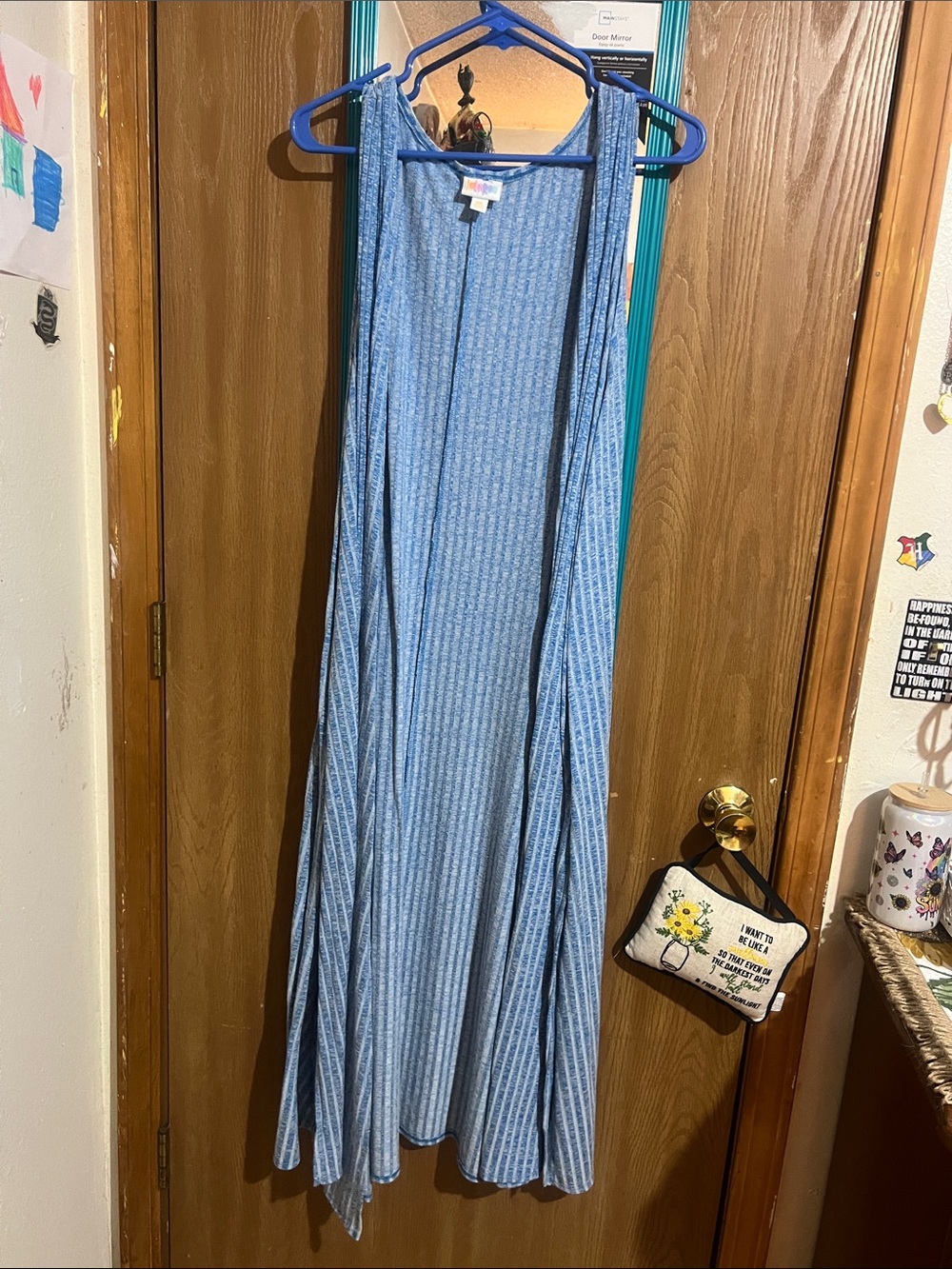 LuLaRoe Light Blue Ribbed Sleeveless Maxi Cardigan - 3XL